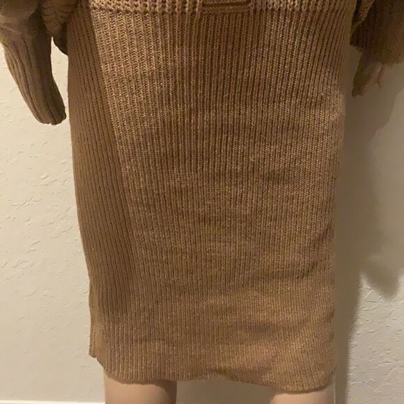Cable Knit Camel Sweater Dress with Pearls - Picture 17 of 17